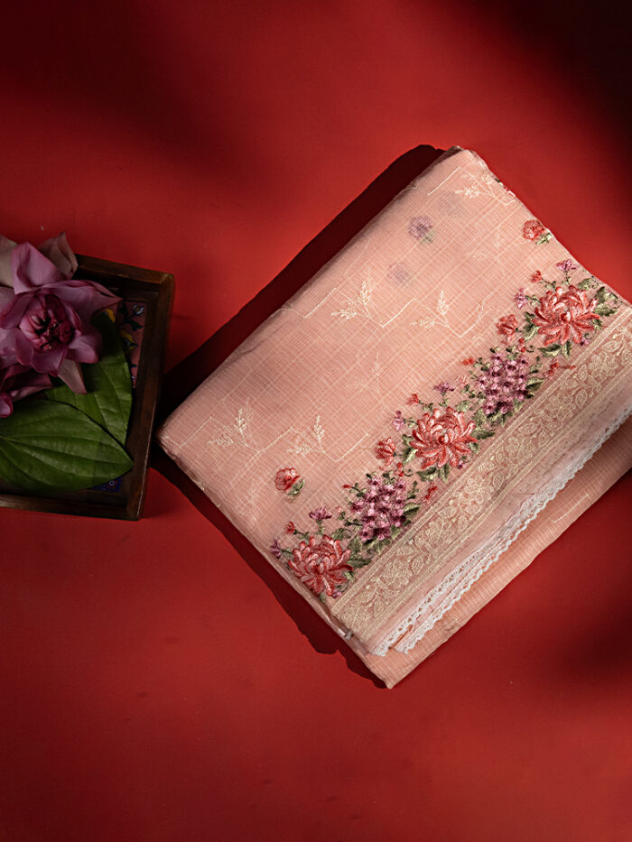 ரஹா Pink Kota Doria Embroidery Saree (POLO Collection)