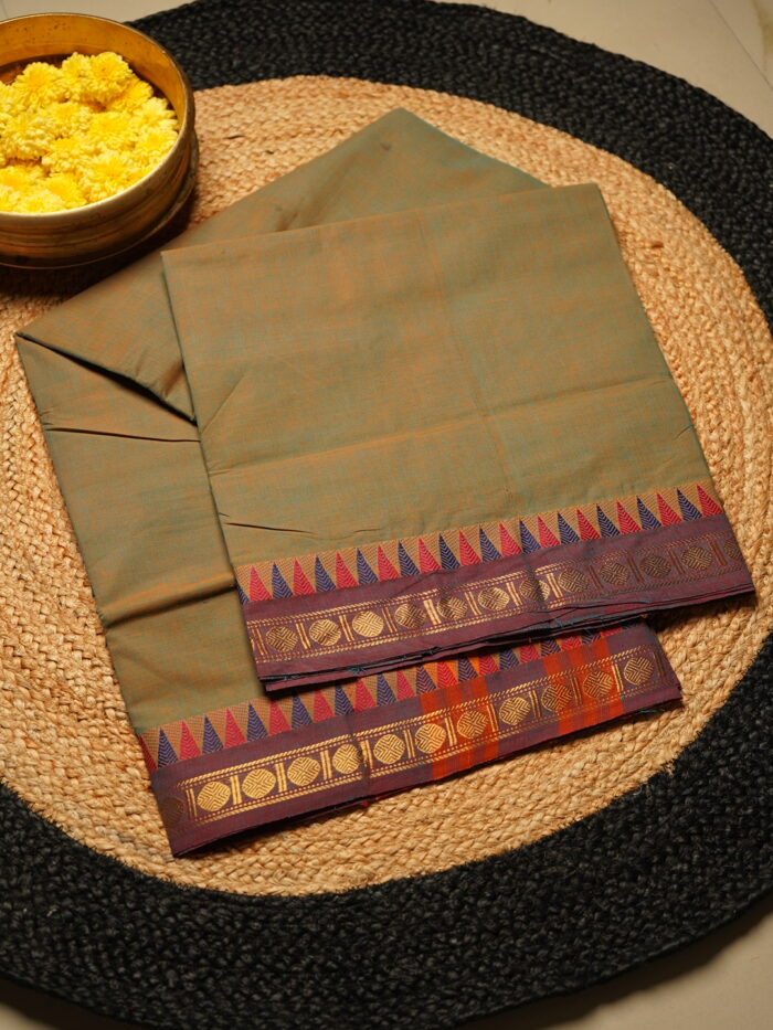 ருத்ரா OLIVE GREEN CHETTINAD COTTON HANDLOOM SAREE
