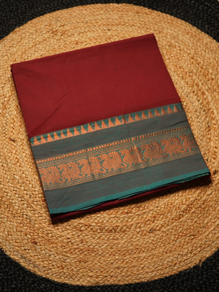 ருத்ரா Maroon Chettinad Cotton Handloom Saree